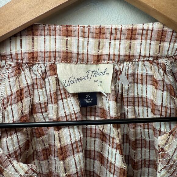 Universal Thread Women's Long Sleeve Plaid Print Blouse Size X-Small - Picture 4 of 6